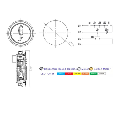 35.6mm Size Elevator Round Call  Elevator Push Button with Braille