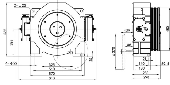 Dia.450mm Elevator Traction  Elevator System Part Lifting Load 630 - 825Kg