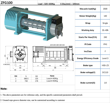Dia 100mm Small Household Elevator  Traction Machine Lift Gearless Motor Traction Machine