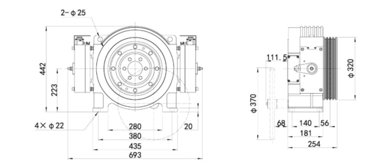 2500kg Max. Static Load Elevator Traction Machine for S5-40%ED Duty and Performance