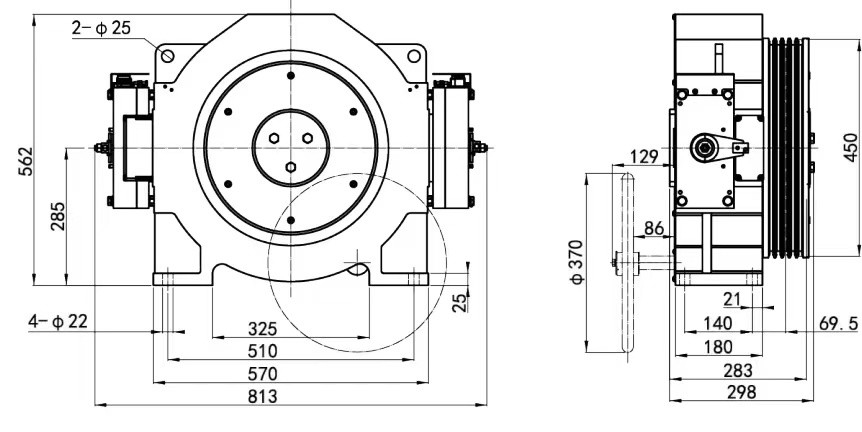 Dia.450mm Elevator Traction  Elevator System Part Lifting Load 630 - 825Kg