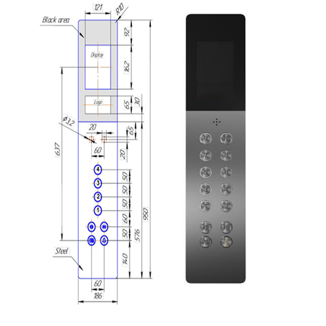 Customized Elevator Parts Cop Panel Stainless Steel Cop Board Lift Cop