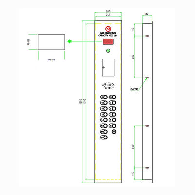 Surface Stainless Steel Lop And Cop In Lift Control Panel Elevator Button